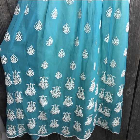 Tracy Reese Ombre Batiked BOHO Teal Green Dress - Picture 4 of 4